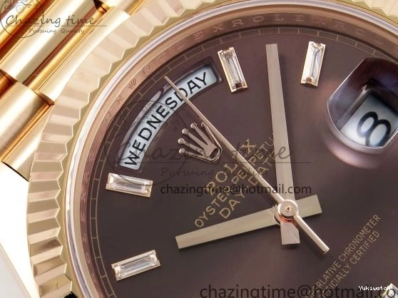 Brown 40 on DayDate Steel Dial Crystal 228235 904L President Bracelet VR3255 ARF 0225